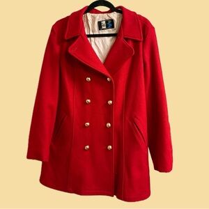 60s Wool Red Double-Breasted Women's Coat